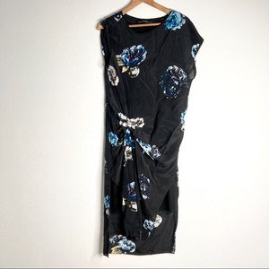 All Saints Black Floral Silk 6 Dress